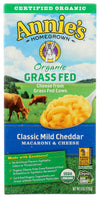 Annie'S Organic Grass Fed Classic Mild Cheddar Macaroni & Cheese - 6Oz Paack Of 12