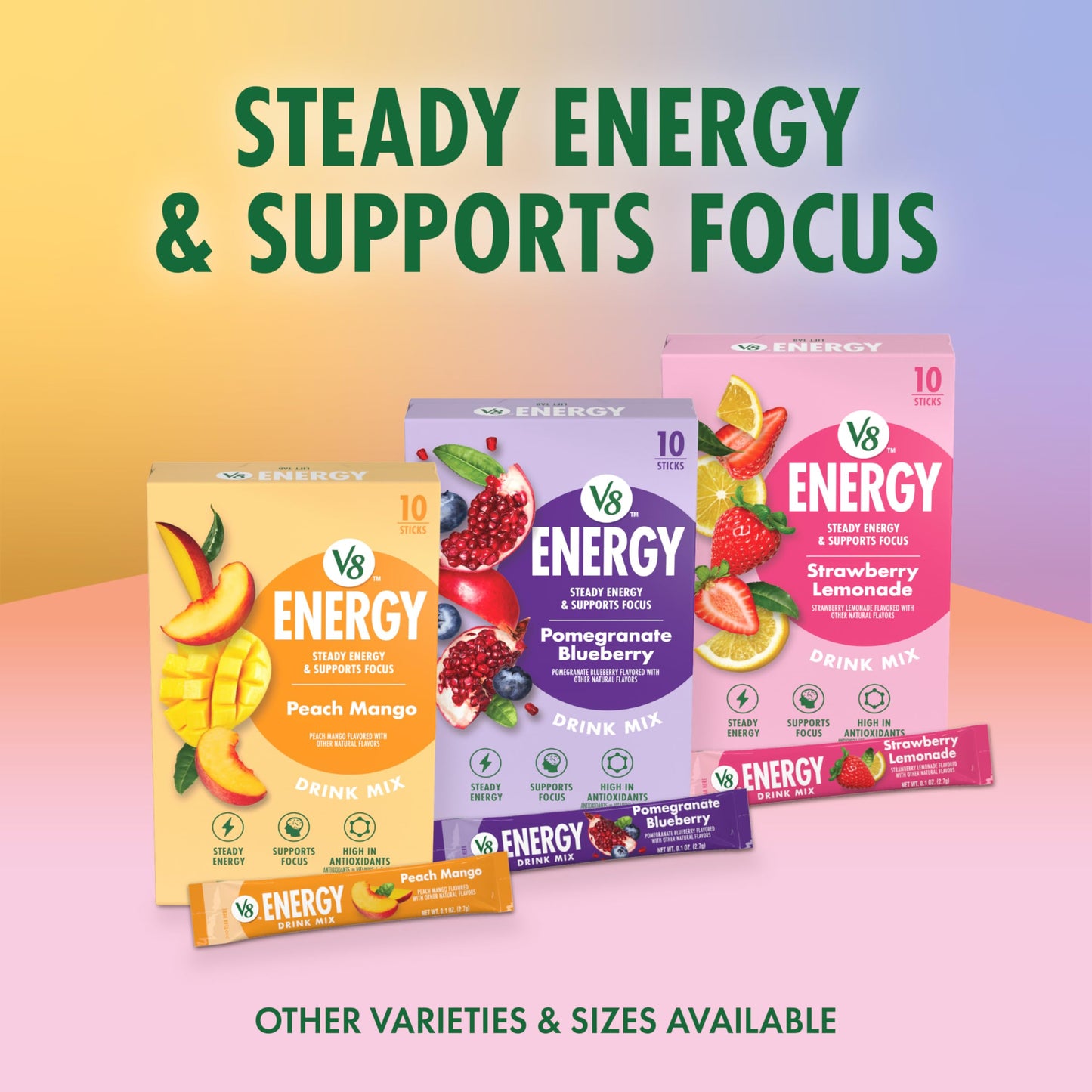 V8 Energy Strawberry Lemonade Energy Drink Powder .10 oz Packet (120 Count)