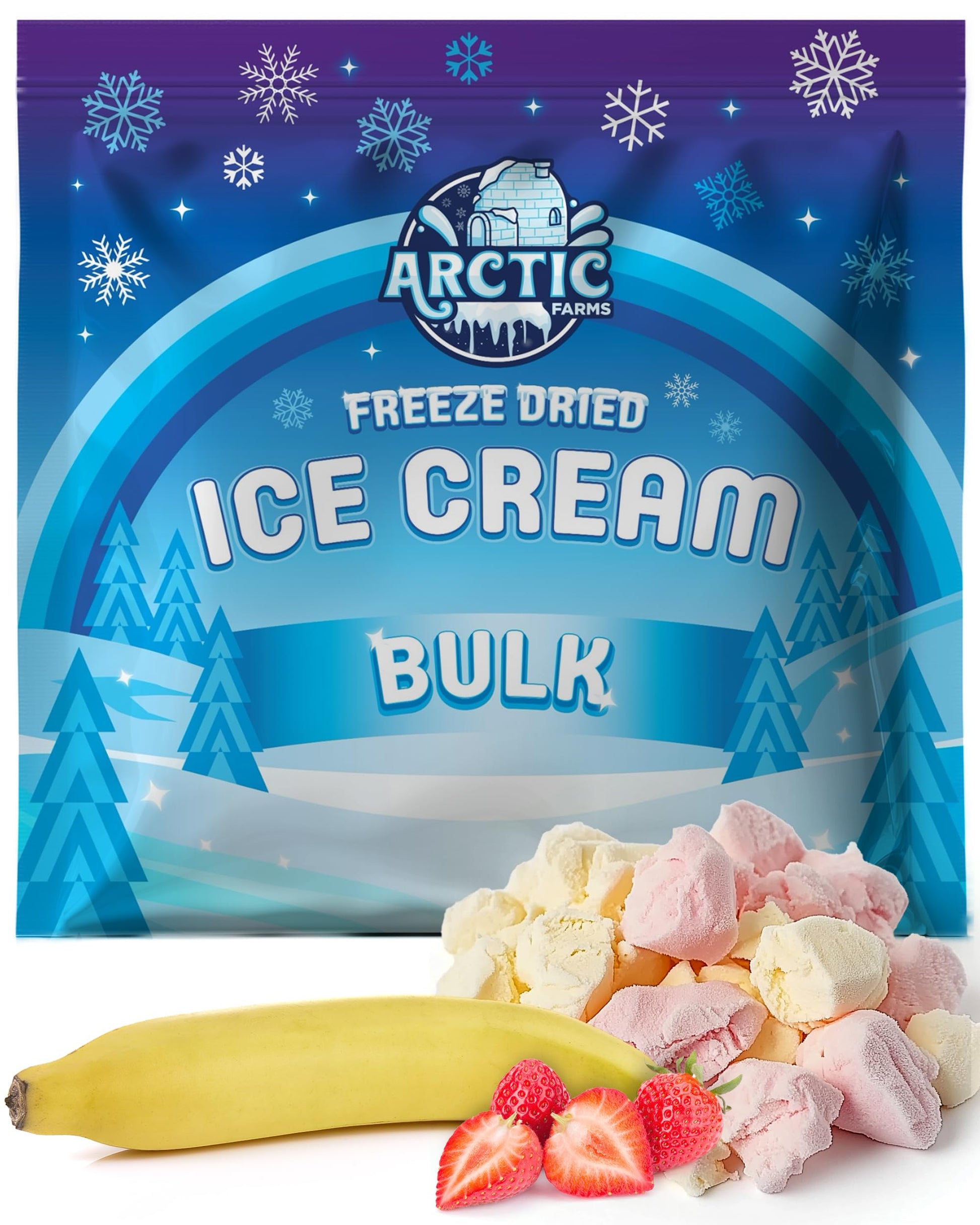 Arctic Farms Freeze Dried Ice Cream Bits Bulk - Does Not Melt (Strawberry Banana Mix) (1lb)