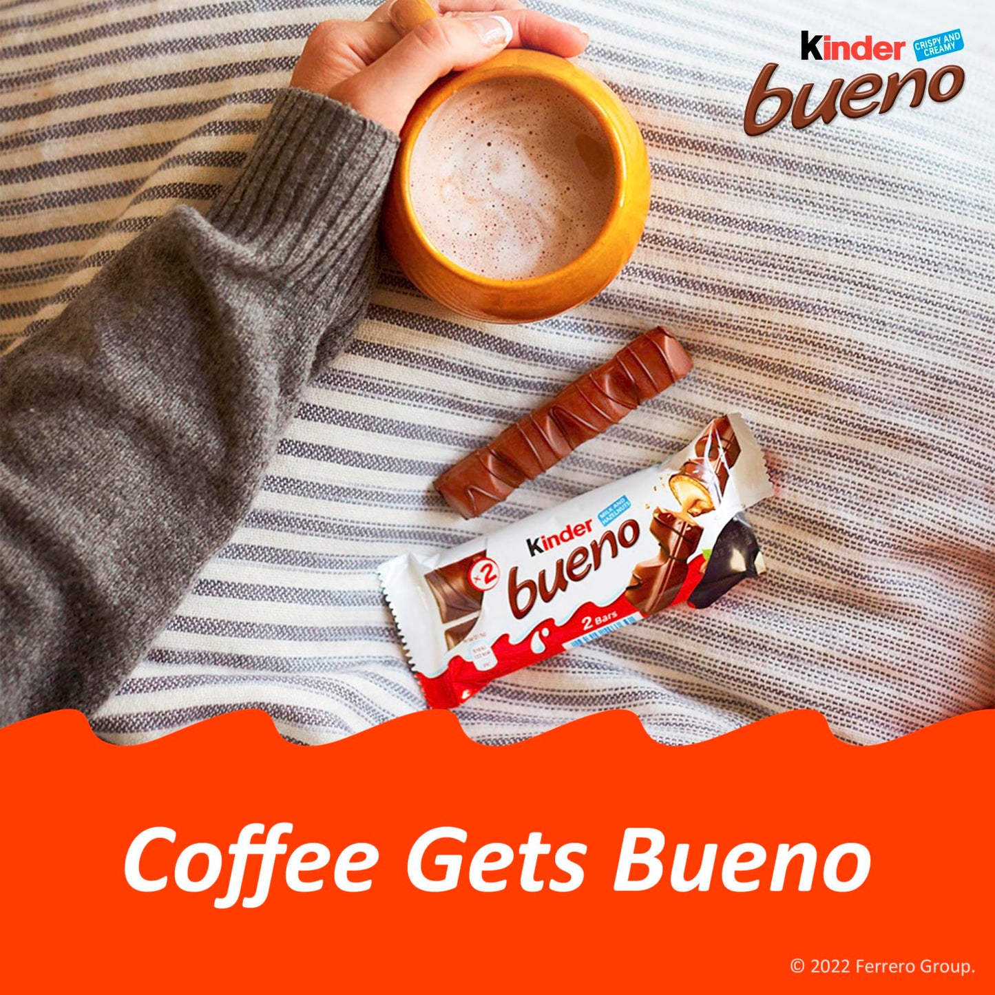 Kinder Bueno Milk Chocolate And Hazelnut Cream, Bulk 8 Pack, 4 Bars Per Pack, Individually Wrapped Chocolate Bars, 3 Oz Each