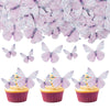 Gyufise 72Pcs Edible Cupcake Toppers - Butterfly Shaped Cake Decoration Picks for Baby Shower, Kids Birthday Party - Purple