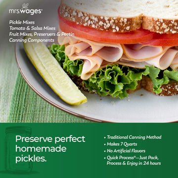 Mrs. Wages Medium Spicy Pickles Quick Process Mix, Quick and Easy, Simple-To-Use, Flavorful Spice, Easy Way to Make Pickles| Gre