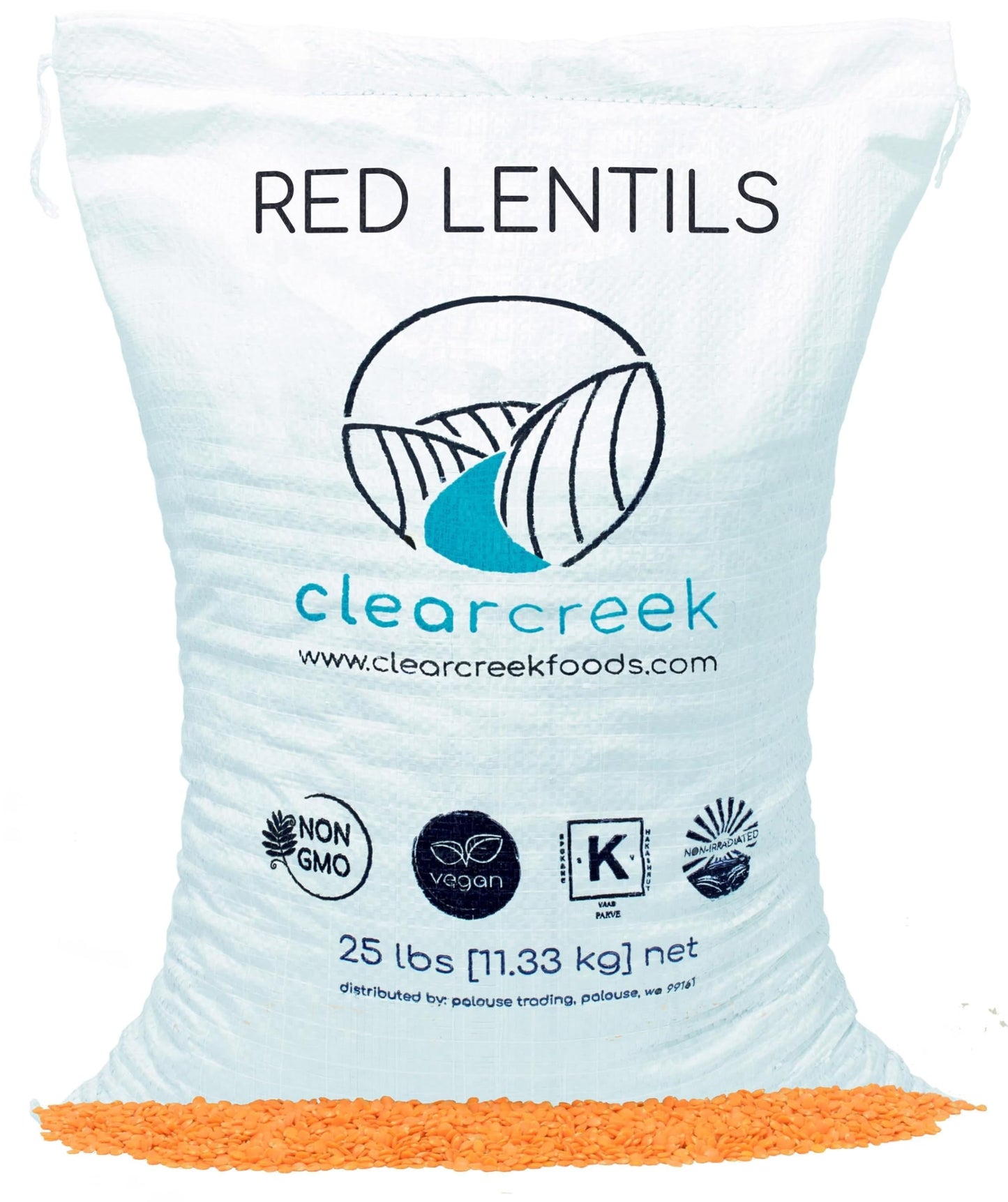 CLEAR CREEK Certified Glyphosate Residue Free Red Lentils | 25 lbs | Non-GMO | Kosher | Vegan