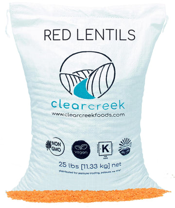 CLEAR CREEK Certified Glyphosate Residue Free Red Lentils | 25 lbs | Non-GMO | Kosher | Vegan