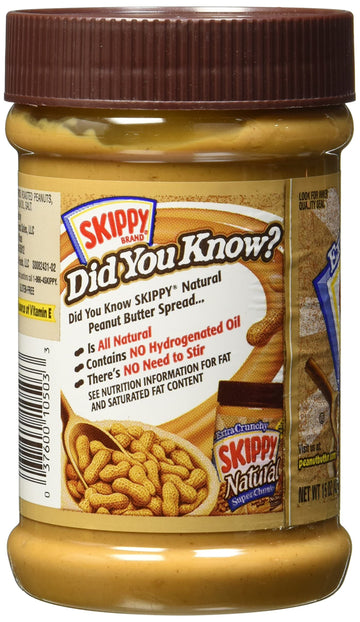 Skippy Super Chunk Natural Peanut Butter Spread, 15 Oz. (2-Pack)