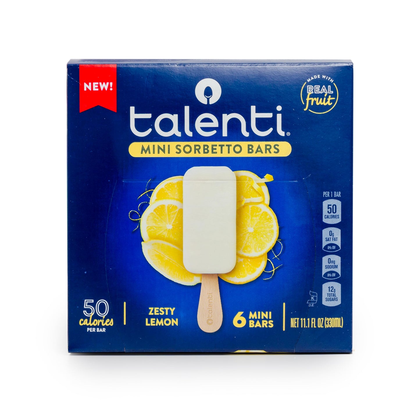Talenti Mini Sorbetto Fruit Bars Zesty Lemon 6 ct for Your Next Mini Indulgence, Made with Real Fruit,