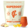 SUPEROOT Natural Ginger Shot + Superfood Drink Mix - Immunity, Hydration & Wellness + Vitamin C Blend - Powder Juice Mix for Det