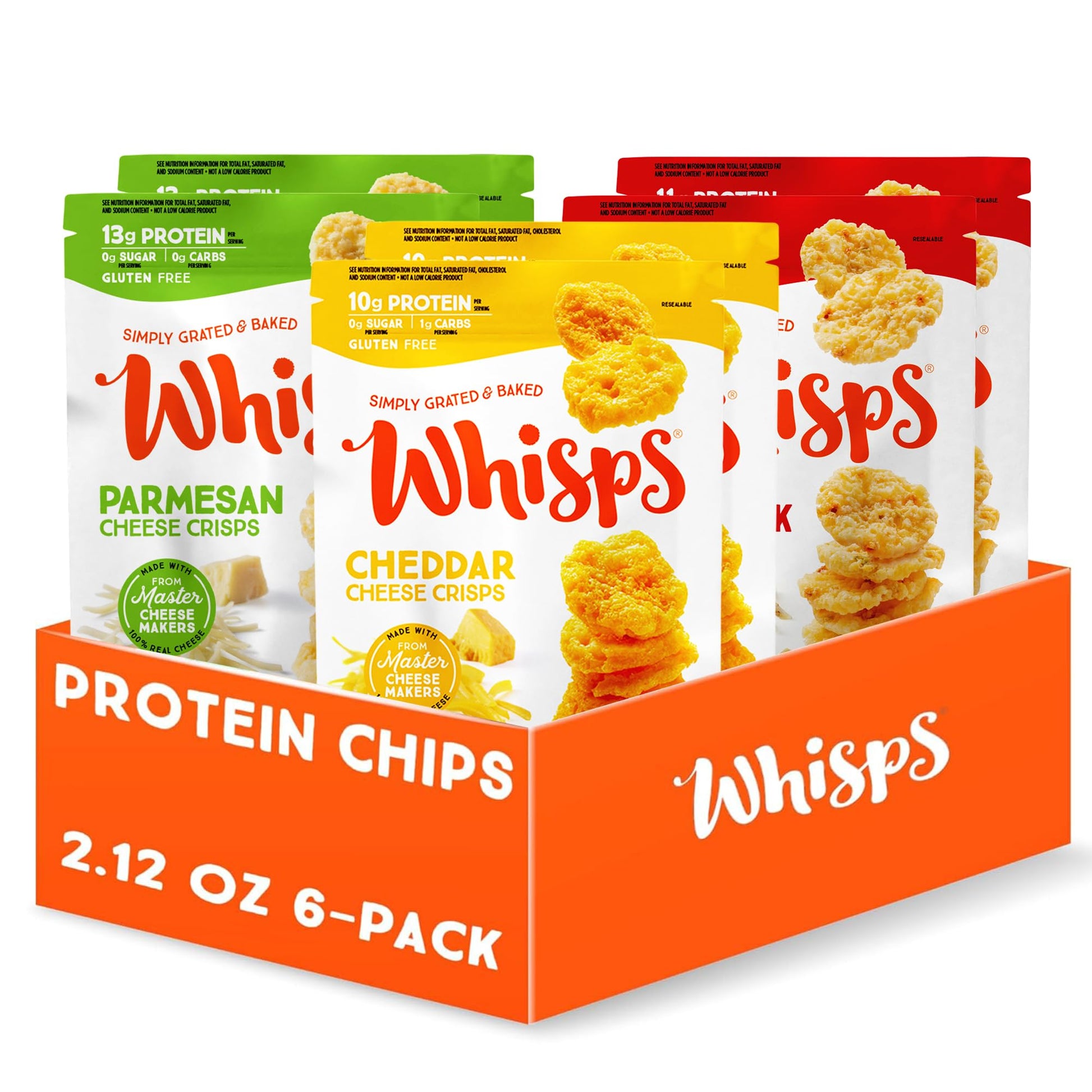 Whisps Cheese Crisps Variety Pack | Protein Chips | Healthy Snacks | Protein Snacks, Gluten Free, High Protein, Low Carb Keto Fo