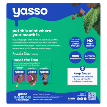 Yasso Mint Chocolate Frozen Greek Yogurt Bar, 4pk, 3.5 Fl Oz each