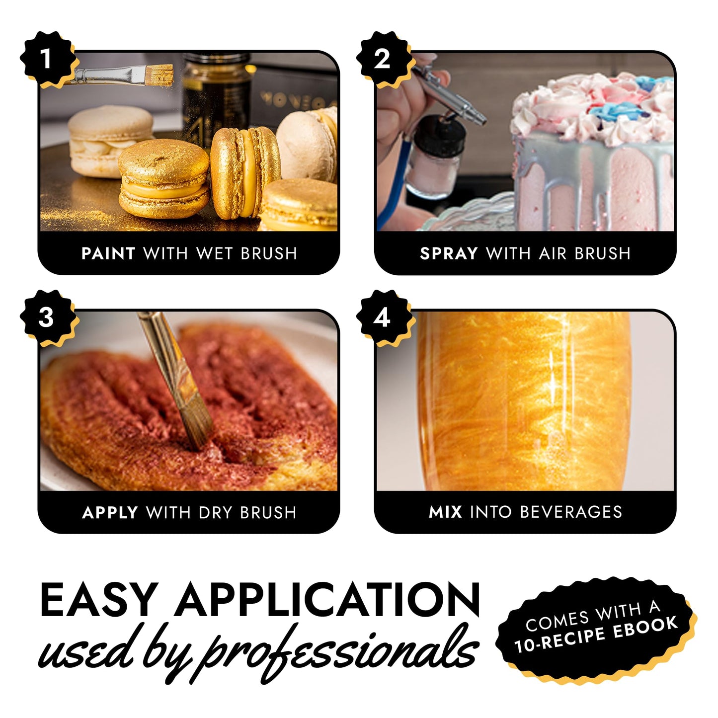 Mon  Gasque Gold Luster Dust Edible Glitter For Cocktails 7G - Premium Edible Gold Dust - Halloween Drink Decorations - Edible L