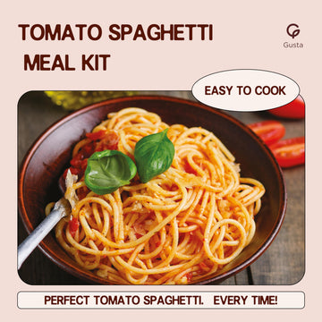 GUSTA Tomato Spaghetti Pasta Meal Kit - Gourmet Italian Food - Makes 5 Meals - Includes Recipe Booklet - Spaghetti Pomodoro