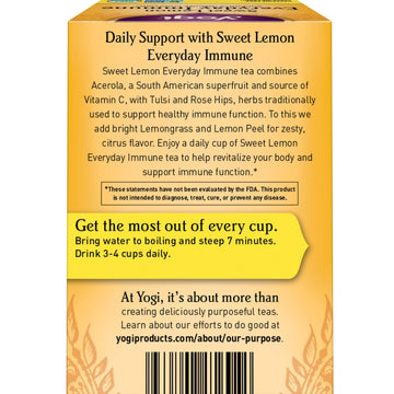 Yogi Tea Sweet Lemon Everyday Immune Tea - 16 Tea Bags Per Pack (6 Packs) - Daily Immune Support Tea - Delicious Lemon Tea Bags
