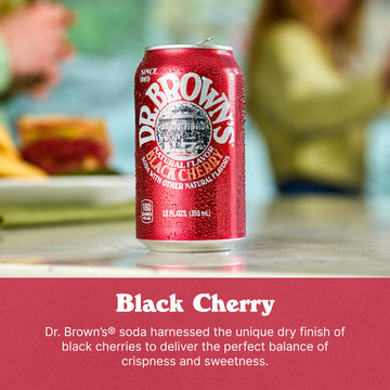Dr. Browns Black Cherry Soda - Gourmet Craft Soda - 24 Cans - 12 oz Each - Kosher