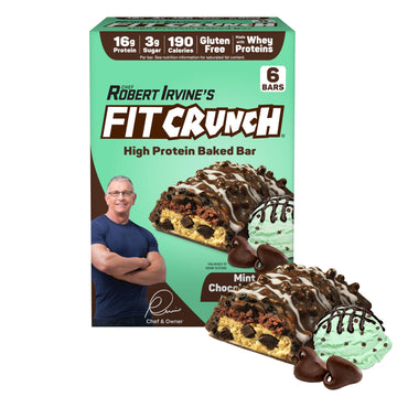 Fitcrunch Snack Size Protein Bars, Designed By Robert Irvine, 6-Layer Baked Bar, 3G Of Sugar, Gluten Free & Soft Cake Core (6 Ba