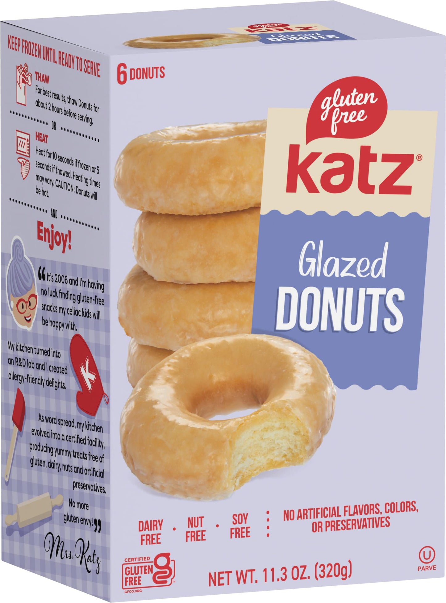 Katz Gluten Free Top 4 Donut Flavors Snack. Powdered, Glazed, Cinnamon, Chocolate Frosted. Free Of Dairy, Soy, Tree Nuts And Pea