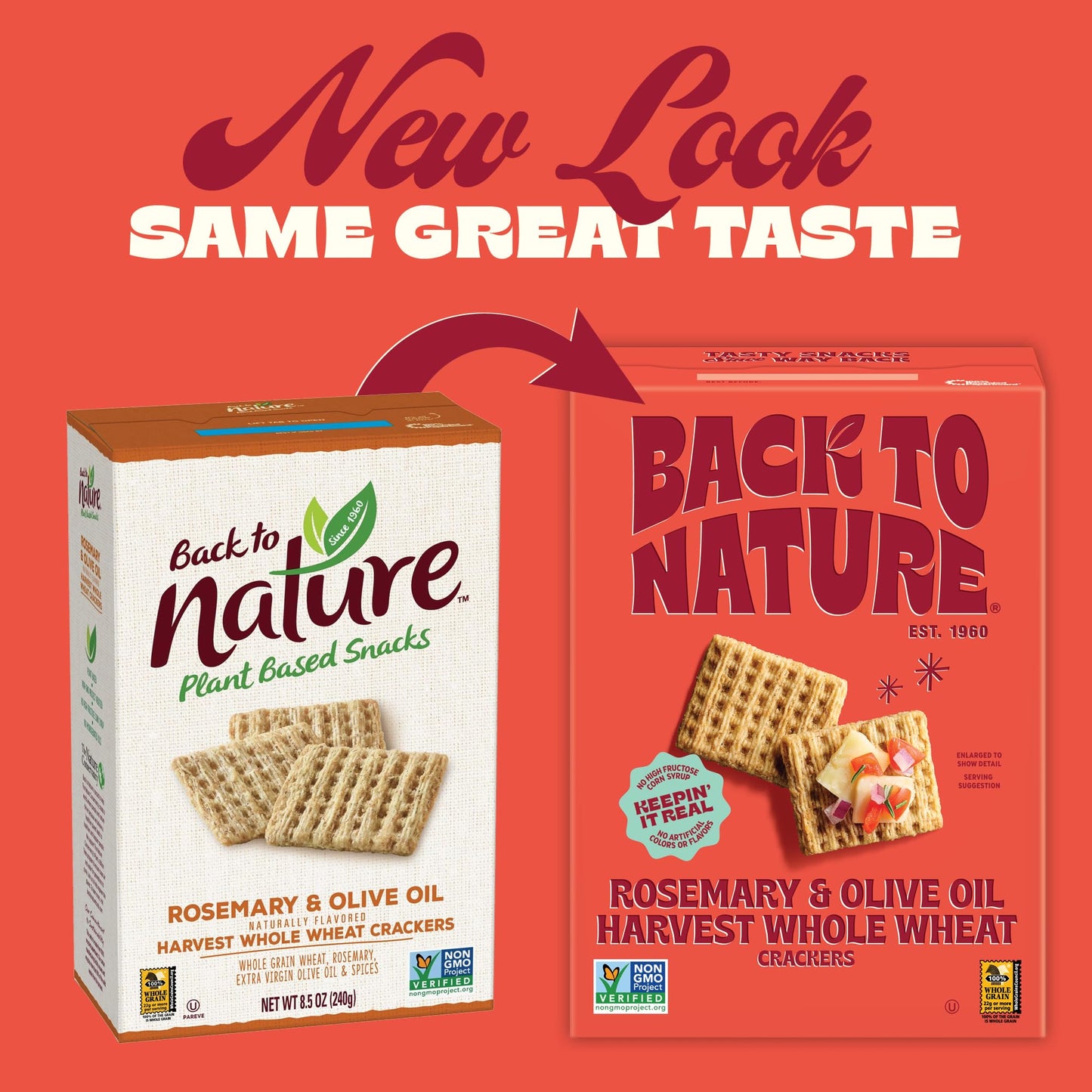 Back to Nature - Rosemary & Olive Oil Harvest Whole Wheat Crackers - Non-GMO, Made with Whole Grain Wheat & Sea Salt, Seriously
