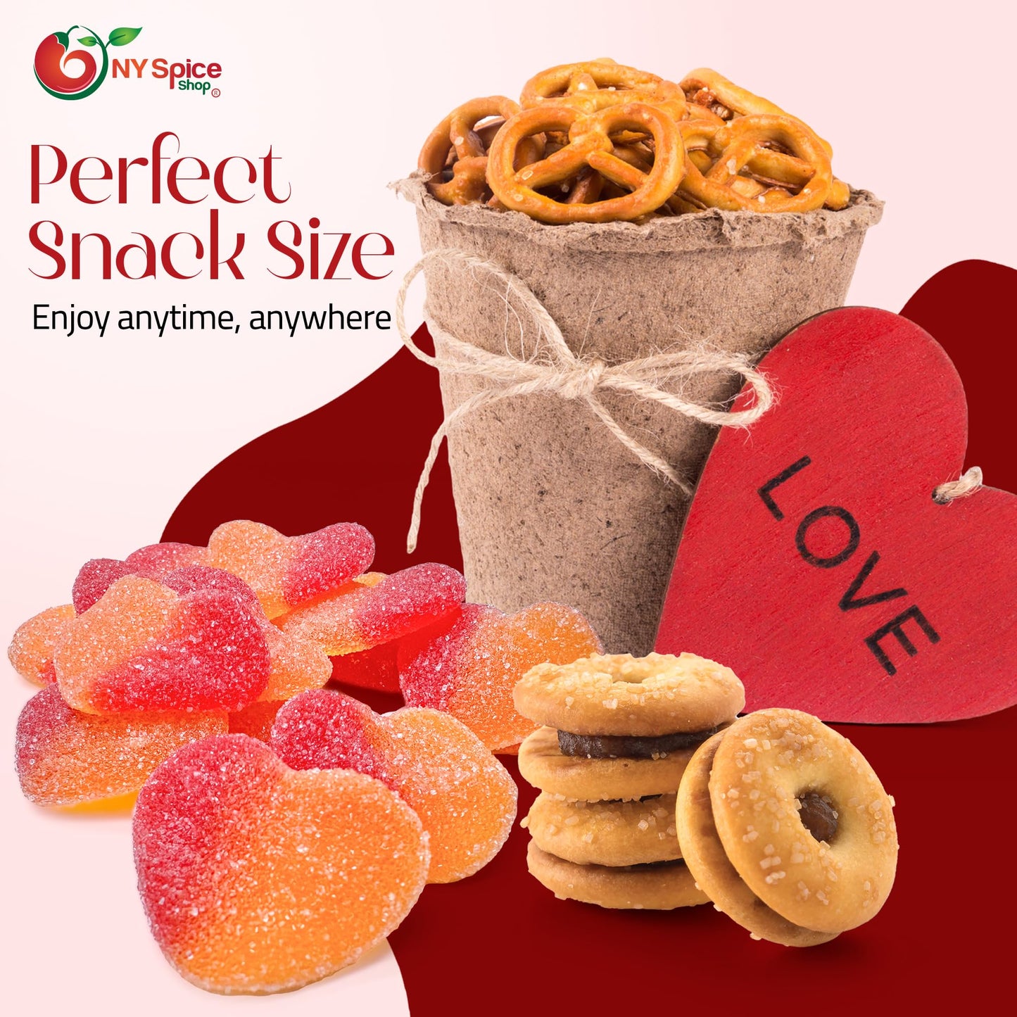 NY Spice Shop Peach Hearts Gummy Candy - 8 Ounce Peach Flavored Heart Shaped Candy - Peach Gummies Candy - Peach Gummy Candy Sna