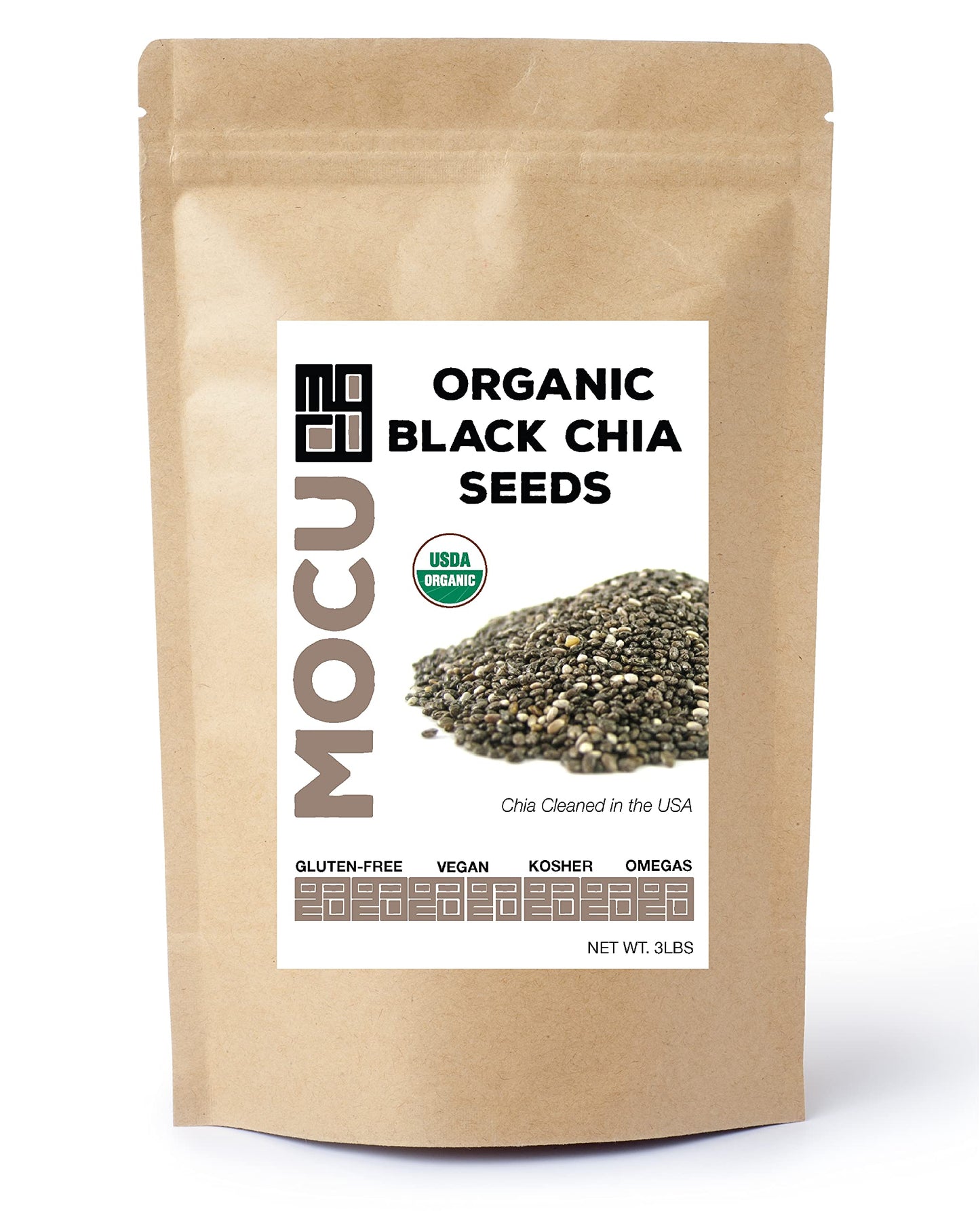 Certified Organic Chia Seeds | Triple Cleaned In USA | Cold Stored | Freshly Harvested | 3 LBS