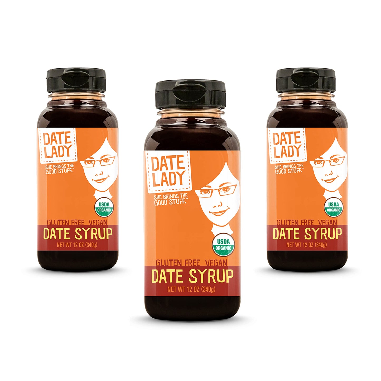 Award Winning Organic Date Syrup 12 oz Squeeze Bottle | Vegan, Paleo, Gluten-free & Kosher (3-Pack) Sugar Substitute | More Nutr