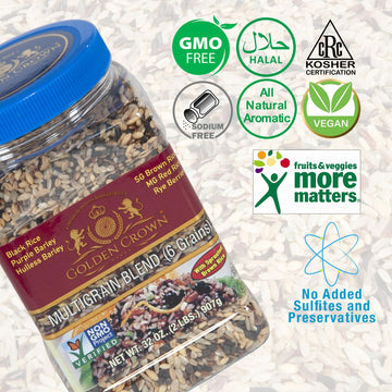 Golden Crown Multigrain Blend | Premium Quality Naturally Fragrant Sweet Flavorful For Vegetarian Black Brown Purple Hulless Bar