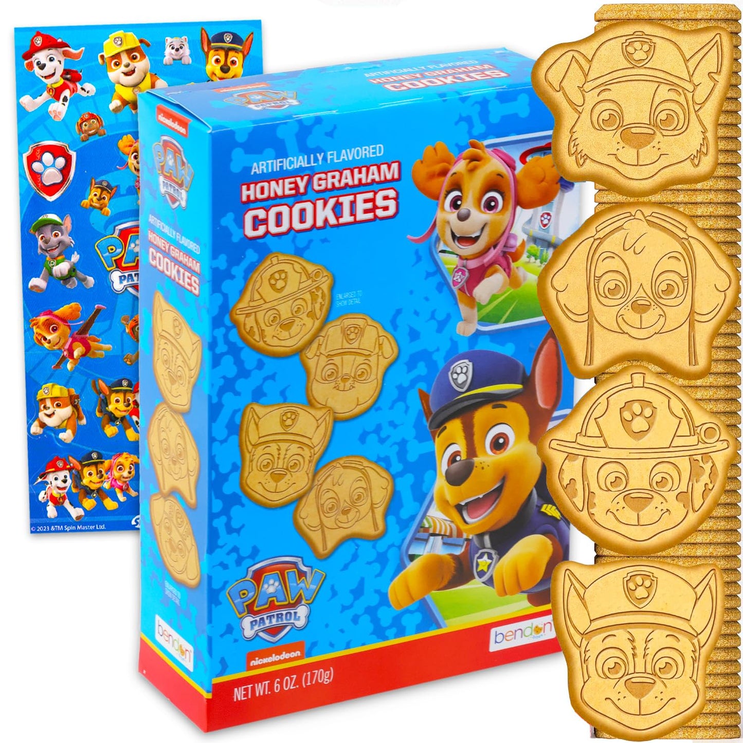 Paw Patrol Honey Graham Cookies Snack Box (6oz) - Pantry Birthday Party Favors Cookie Pack Bundle with Paw Patrol Cookie Sweet T