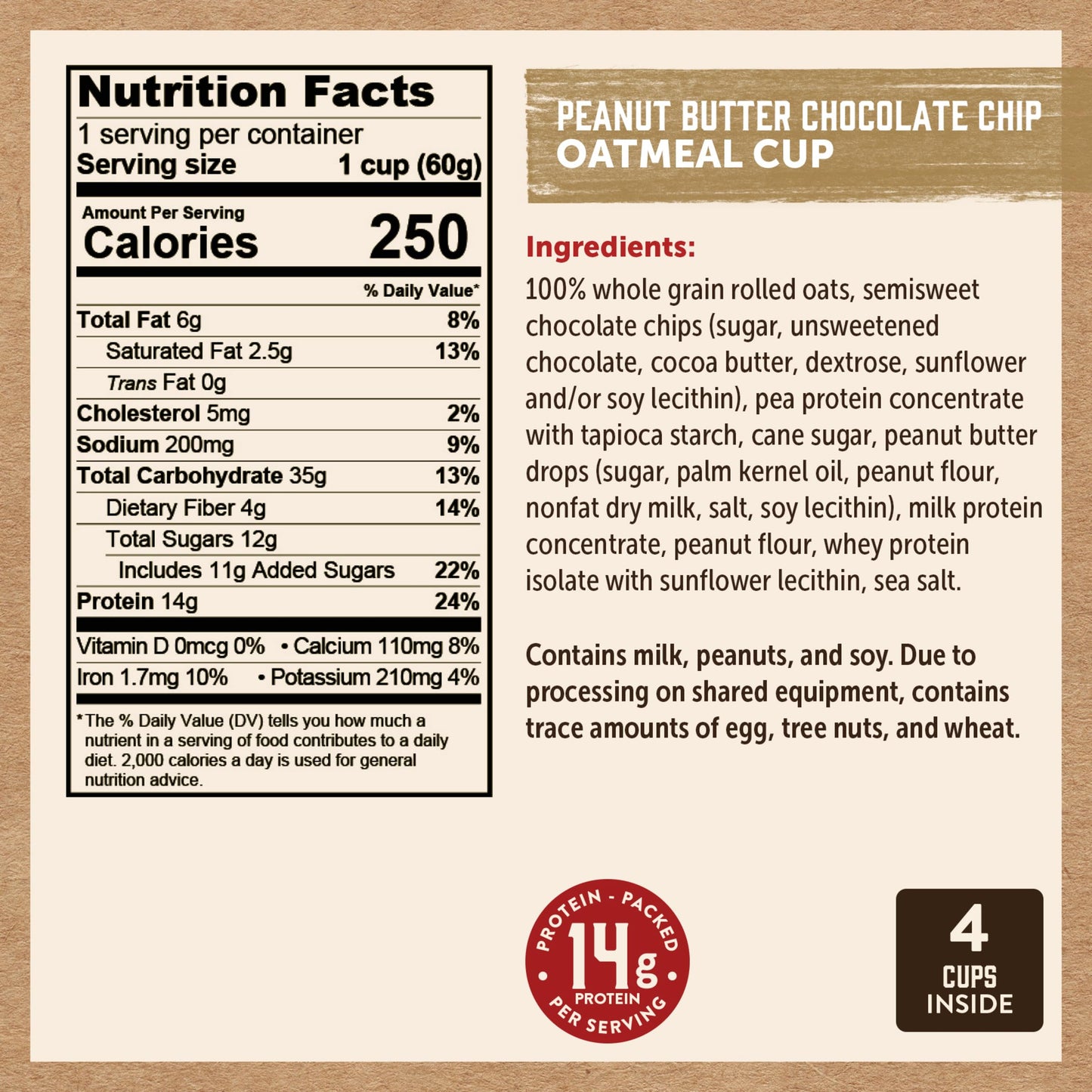 Kodiak Cakes Instant Oatmeal Cup Variety Pack: Peanut Butter Chocolate Chip, Maple & Brown Sugar, & Chocolate Chip