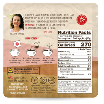 WILD ZORA Instant Grain-Free Hot Cereal, Apple Pie Flavor, Gluten Free, 5-Pack