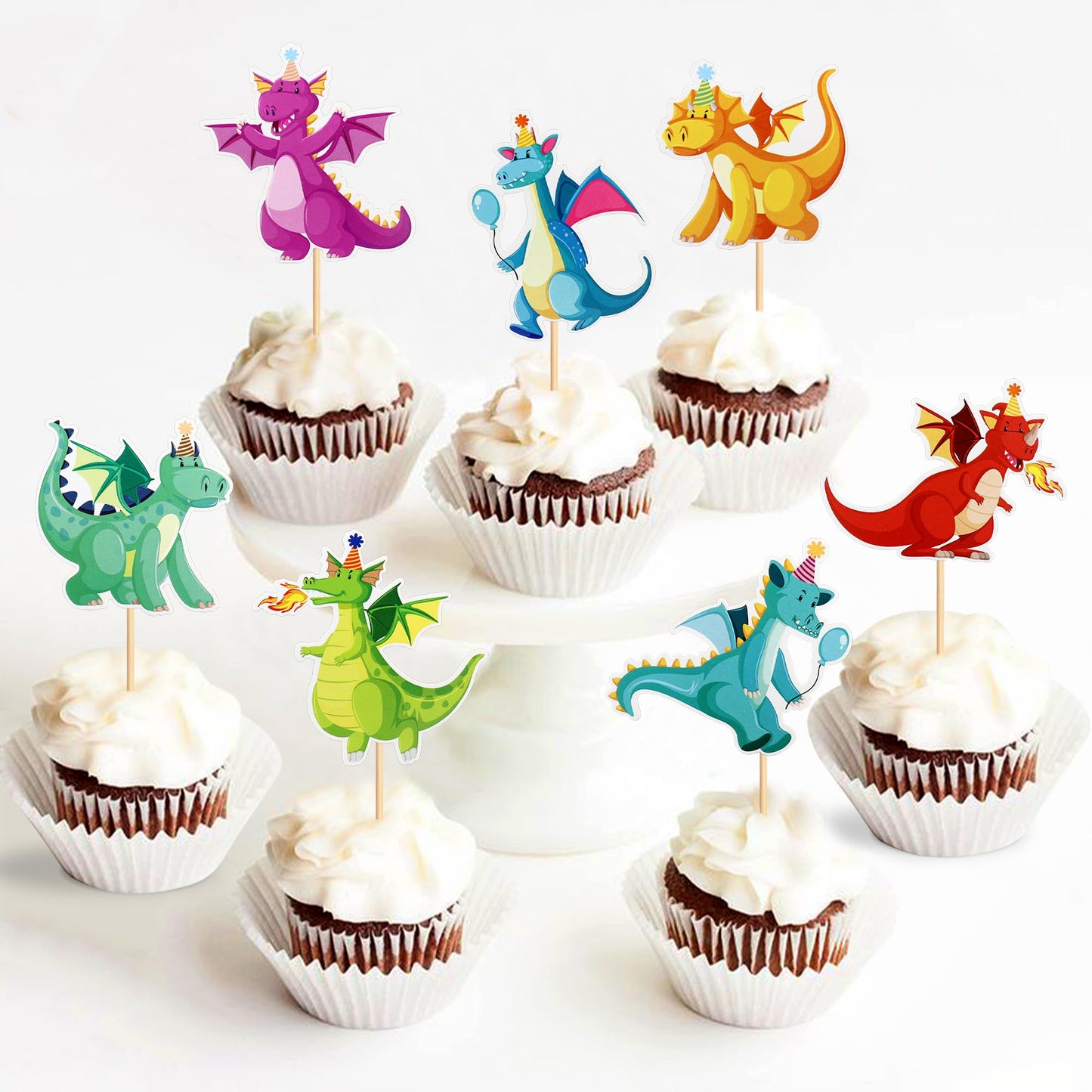 Ercadio 24 Pack Dragon Cupcake Toppers Lovely Dragon Cake Picks Lovely Dragon Cupcake Topper Dragon Cupcake Toppers Picks For Dr