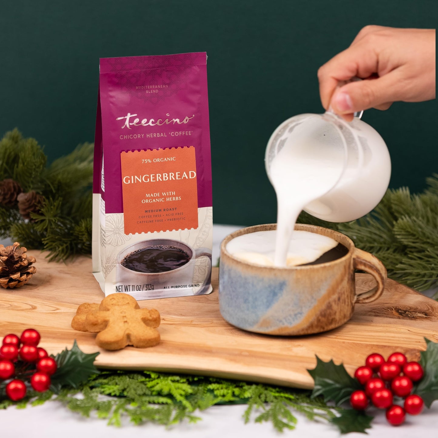 Teeccino Gingerbread Chicory Coffee Alternative, Caffeine-Free & Acid-Free, Medium Roast, 11 Ounce