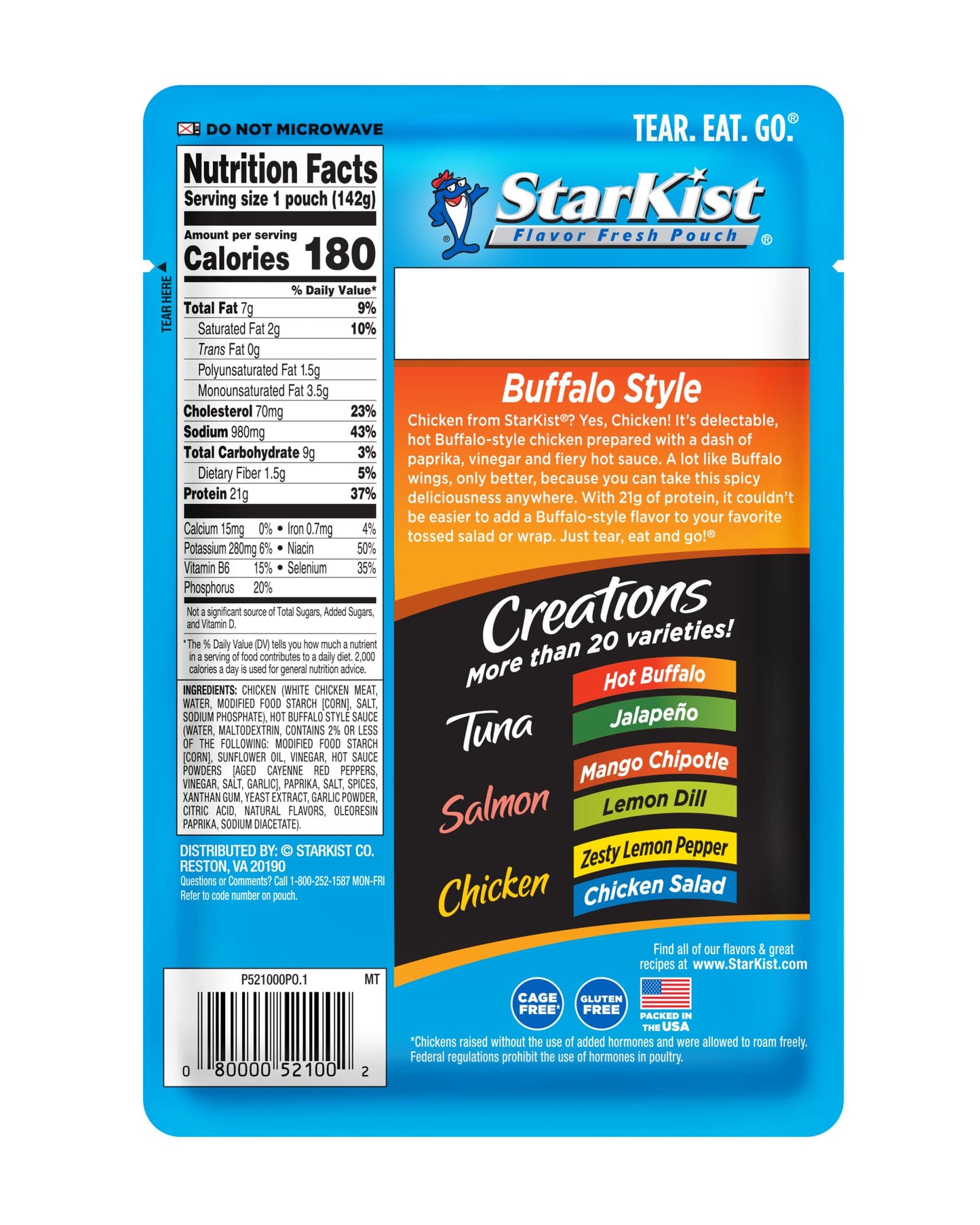 Starkist Chicken Creations Bold Buffalo, 5 Oz Pouch “Big Size” (Pack Of 12)