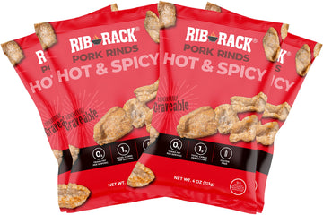 Rib Rack Pork Rinds, Hot & Spicy - 4 x 4oz