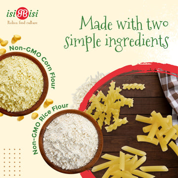 Isibisi Pasta Sampler - Penne, Rigatoni, Spirali Noodles - Authentic Italian Pasta In Bulk Made With Corn, Rice Flour - Non Gmo