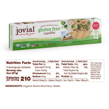 Jovial Whole Grain Brown Rice Capellini Pasta - Pasta Capellini, Capellini Pasta, Whole Grain Pasta, Organic Pasta, Gluten Free,