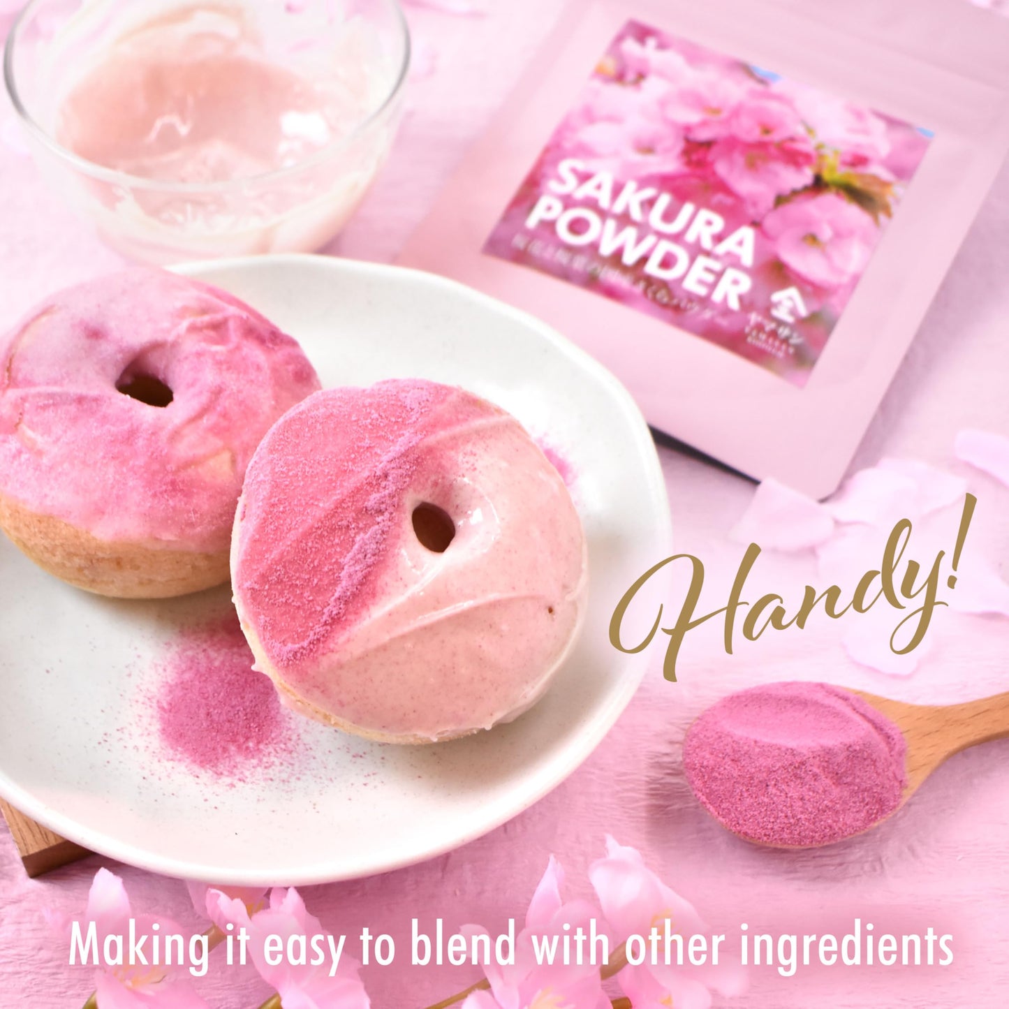 Yamasan Kyoto Uji Sakura Cherry Blossom Powder, For Baking And Cooking, Easily Add A Cute Pink Color And Flavor, Allergen-Free,
