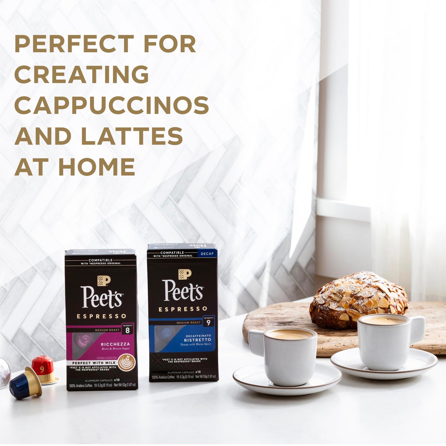 Peets Coffee Espresso compact pieces Variety Pack, Compatible with Nespresso Original Machine, 40 Count, Intensity 8-11
