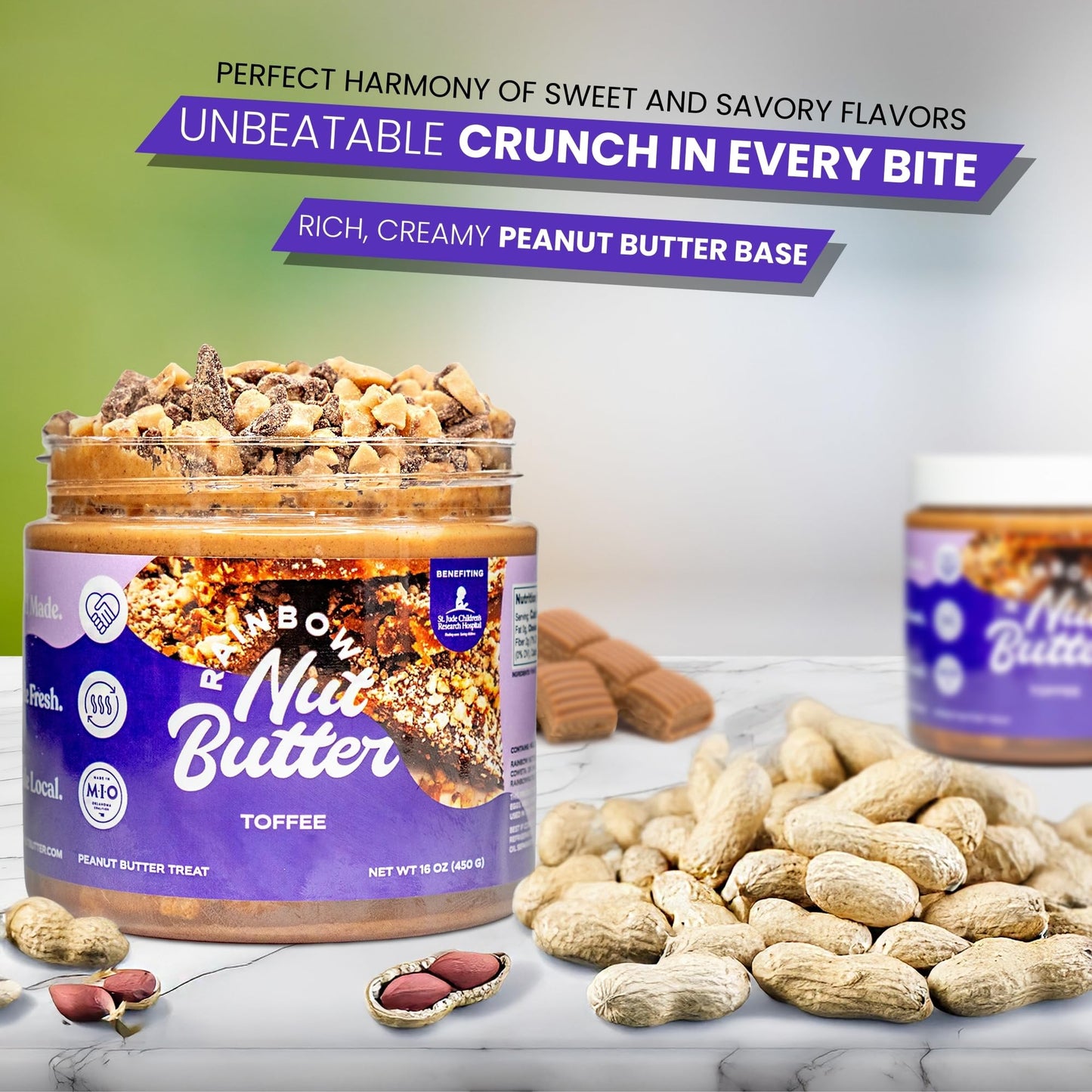 Rainbow Nut Butter, Toffee Peanut Butter, Spread, Treat, Snack, Dessert, Milk Chocolate Chips, High Protein Flavored Nut Butter,