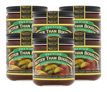 Better Than Bouillon Premium Seasoned Vegetable Base, Blendable Base For Added Flavor, 38 Servings Per Jar 8 Ounce (Pack Of 6)