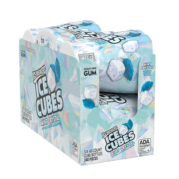 Ice Breakers Ice Cubes Mint Crystal Sugar Free Chewing Gum Made With Xylitol 3.24 Oz Bottles (6 Count 40 Pieces)