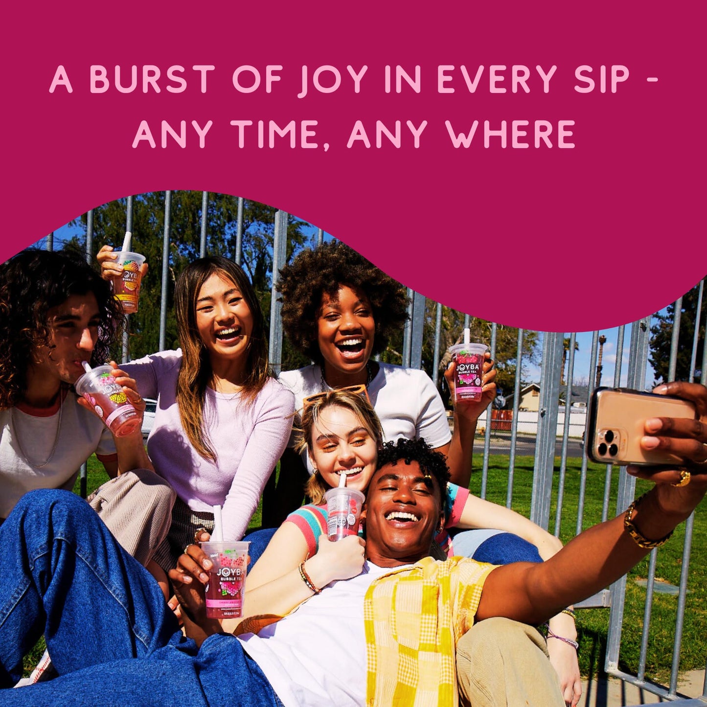 Joyba Bubble Tea Strawberry Lemonade Green Tea, 4 Pack, 12 Fl. Oz. Cups