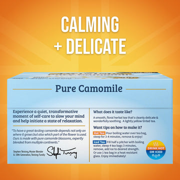 Twinings Herbal Tea - Pure Camomile, Naturally Caffeine Free, Individually Wrapped Bags, 50 Count (Pack of 6)