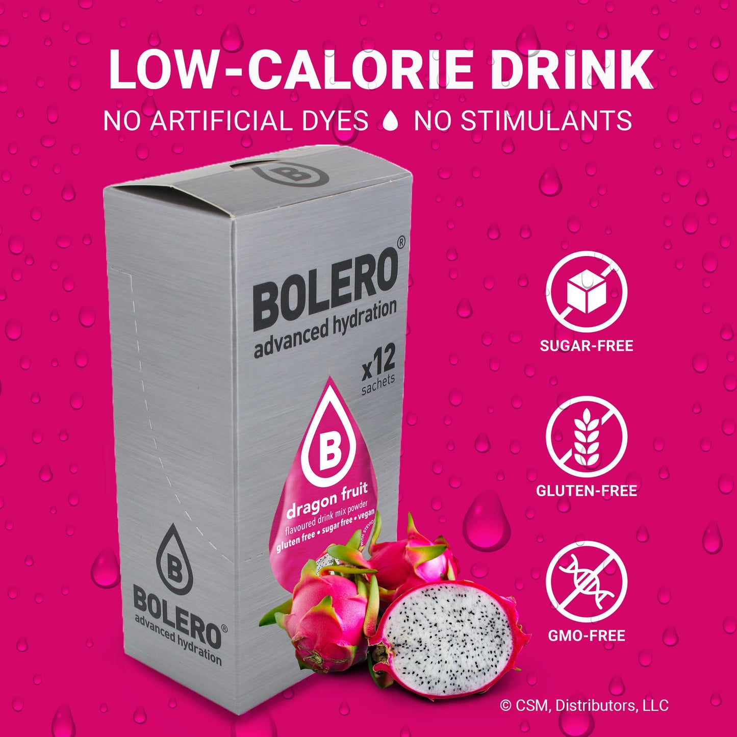 Bolero- Sugar Free Drink Mix Packets Dragon Fruit Flavors | Powdered Flavored Water Packets | 36 Small Sachet On The Go Packets