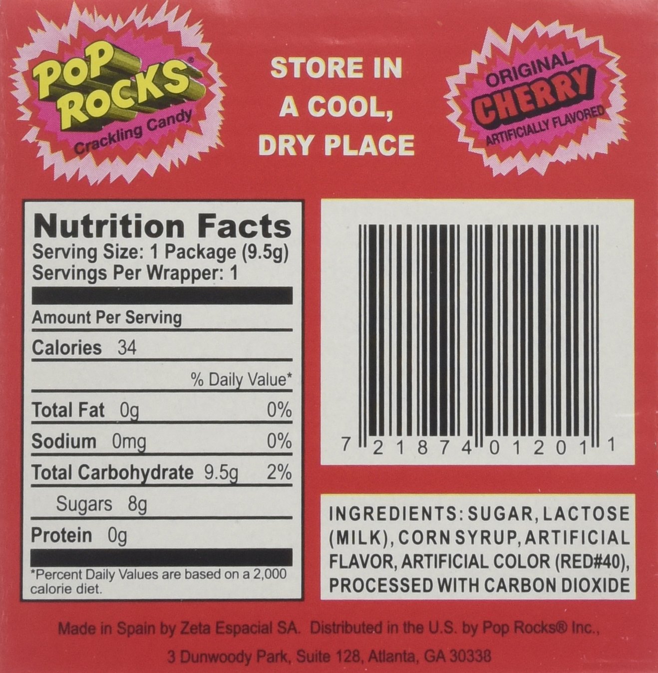 Pop Rocks Popping Candy, Cherry, 24 Count