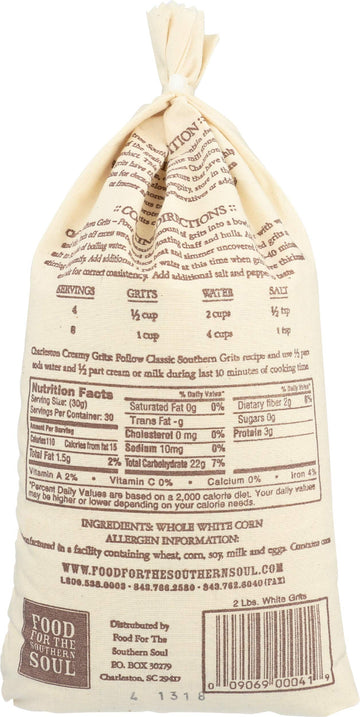 Charleston Favorites Stone Ground Grits - White 2 Lbs