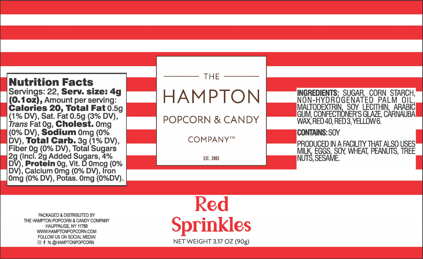 Red Sprinkles Jimmies 3.17 oz, Sprinkles For Cake Decorating, Cake Sprinkles, Sprinkles For Baking, Ice Cream & More, The Hampto
