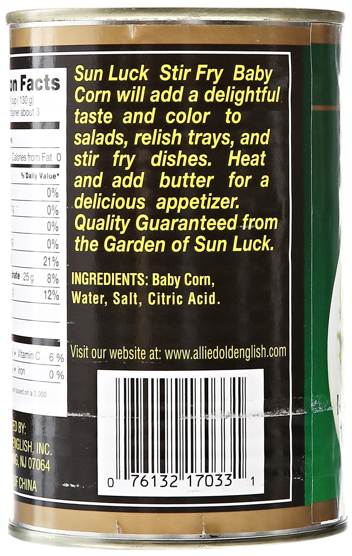 Sun Luck Cut Baby Corn, 15 Oz