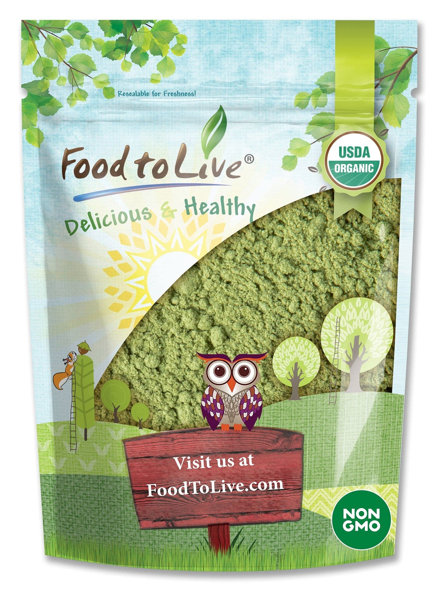 Food to Live Organic Kale Powder, 8 Ounces Non-GMO, Made from Raw Dried Whole Leaves, Vegan, Kosher, Bulk, Great for Baking, Jui