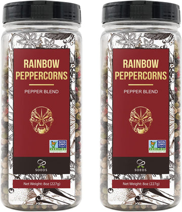 Soeos Rainbow Peppercorns, 16Oz (Pack Of 2), Non-Gmo, Kosher, Packed To Keep Peppers Fresh, Peppercorn For Grinder Refill, Whole Peppercorns