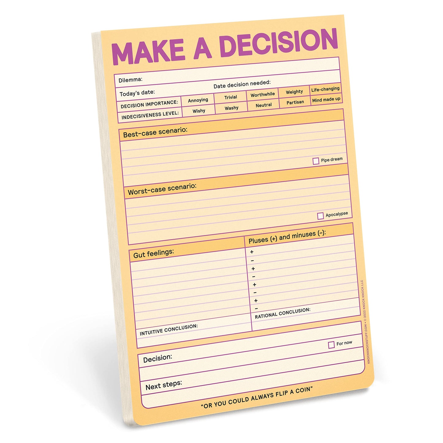 Knock Knock Make A Decision Pad, Checklist Funny Office Notepads (Pastel Version), 6 X 9-Inches