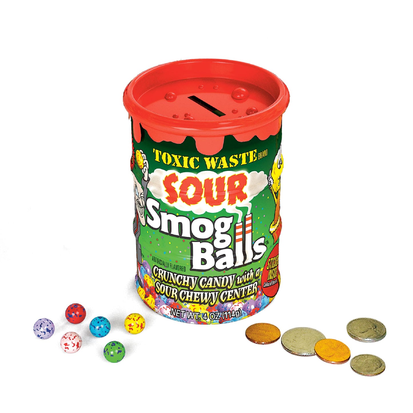 TOXIC WASTE Smog Balls Bank, Assorted Flavors, 4.0 Ounce