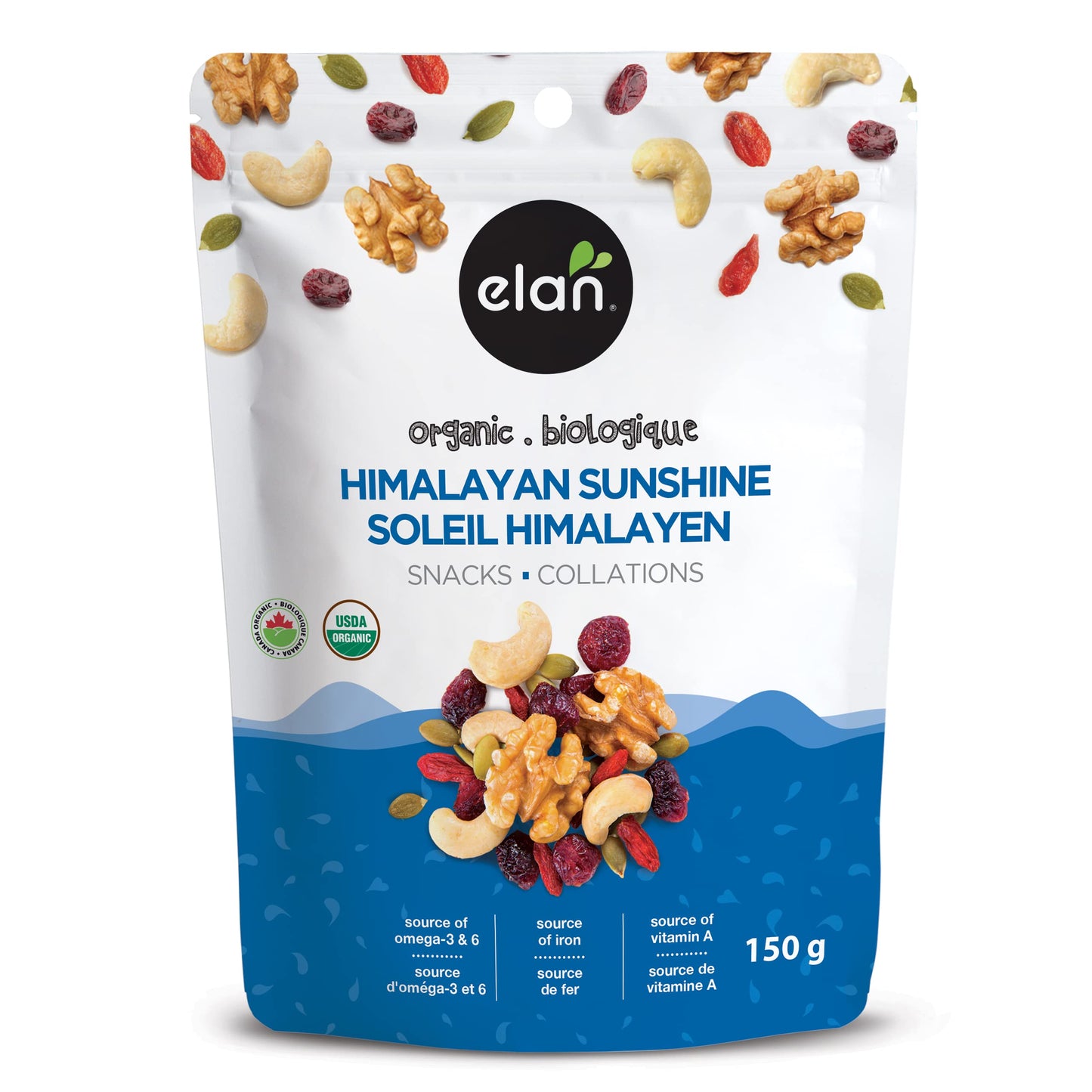 Elan Organic Himalayan Sunshine Mix, 5.3 oz, Non-GMO, Vegan, Gluten-Free, Kosher, Dried Fruits (Dried Cranberries, Dried Goji Be